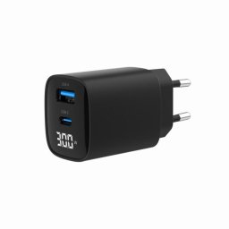 Cargador rápido Gembird TA-UC-PDQC30LCD-BK-01 30W 2 Puertos USB/P. C Display LCD Negro
