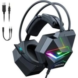 Auriculares Onikuma X20 con cable USB y micrófono para gaming, negros