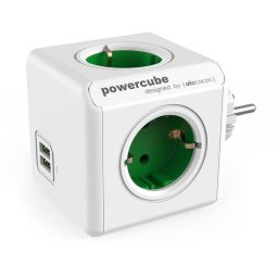 PowerCube Original USB 4 Tomas + 2 USB Verde