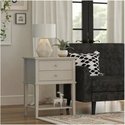 Dorel Home Mesa decorativa con 2 cajones en MDF topo