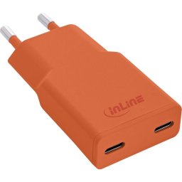 Cargador USB-C InLine 31590O 30W GaN Power Delivery 2 puertos Naranja