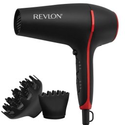 Secador de Pelo Iónico Revlon RVDR5317E 2000W 3 Temperaturas 2 Velocidades con Difusor y Concentrador Negro Rojo