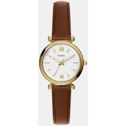 Fossil Reloj de mujer carlie de piel. Marrón