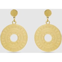 Luxenter Pendientes áfrica moda de acero acabados en oro amarillo de 18 quilates. Oro