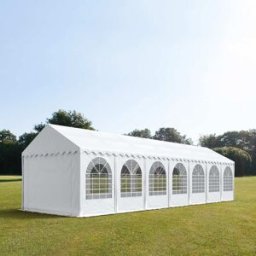 TOOLPORT 4x14 m Carpa para fiestas XXL, altura lateral 2,6m, PVC 800, con base reforzada, blanco - (37702)