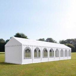 TOOLPORT 4x16 m Carpa para fiestas XXL, altura lateral 2,6m, PVC 1400, con base reforzada, blanco - (37654)
