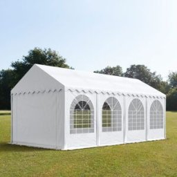 TOOLPORT 4x8 m Carpa para fiestas XXL, altura lateral 2,6m, PVC 1400, con base reforzada, blanco - (7654BL)