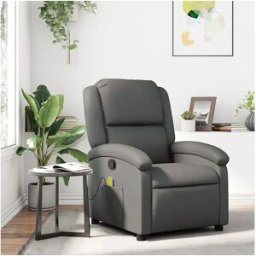 Clicnbuy Sillón de masaje reclinable cuero sintético gris
