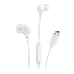 Auriculares Motorola Earbuds 3C-S con cable USB-C para llamadas y música blanco