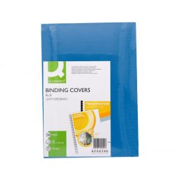 Tapa de encuadernacion q-connect carton din a4 azul simil piel 250 gr caja de 100 unidades