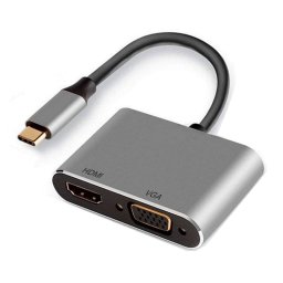 Adaptador Ewent EW9700 HDMI USB-C Plug and Play, 4K, Aluminio, Negro/Plata