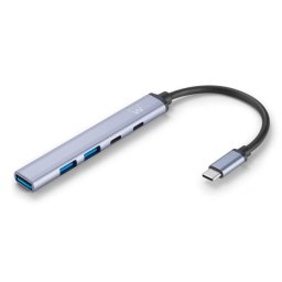 Hub USB-C Ewent EW1149 5 Puertos, Power Delivery 100W, Aluminio, 0,15m Gris/Plata
