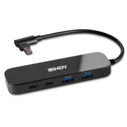 Hub USB Lindy 43334 4 Puertos USB 3.2 Gen 2 Type-C/Type-A 100W Negro ABS/Aluminio