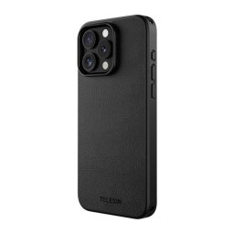 Funda para móvil Telesin Magnetic Case ABS y cuero negra para iPhone 15 Pro Max