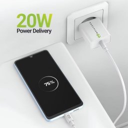 Cargador USB Mayaxess SEK-VIRT-A33 20 W carga rápida blanco con cable USB-C