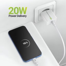 Cargador USB Mayaxess SEK-VIRT-PX8A 20W carga rápida con cable USB-C 1m blanco
