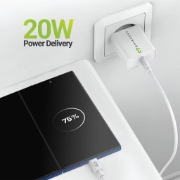 Cargador rápido Mayaxess USB 20W con cable USB-C 1m y protección térmica