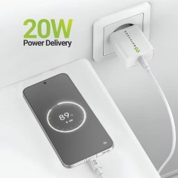 Cargador Rápido USB 20W Mayaxess Blanco con Cable USB-C