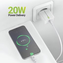 Cargador USB Rápido Mayaxess 20W Blanco con Cable USB-C 1m