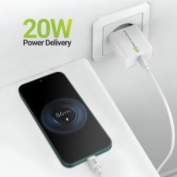 Cargador USB Mayaxess SEK-VIRT-X17U 20 W blanco con cable USB-C 1 m