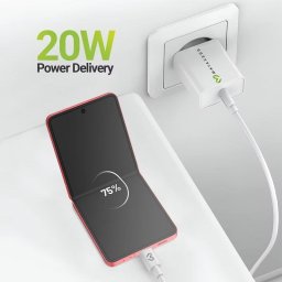 Cargador Rápido Mayaxess 20W USB-A Blanco con Cable USB-C de 1 m