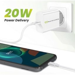 Cargador USB de red Mayaxess 20W con cable USB-C