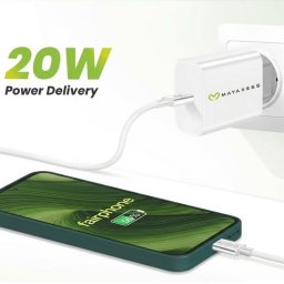Cargador rápido Mayaxess SEK-VIRT-FF6 20 W con cable USB-C 1 m blanco