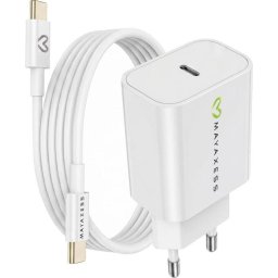 Cargador USB 20W Mayaxess con protección y cable USB-C de 1 m