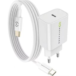 Cargador USB Rápido Mayaxess 20W Blanco con Cable USB-C