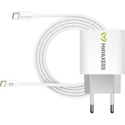 Cargador USB 20W Rapido Mayaxess Blanco con Cable USB-C 1m