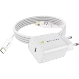 Cargador USB 20W Mayaxess con cable USB-C de 1m
