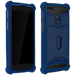 Avizar Funda de Silicona con Cartera Azul para Smartphones 5.3" a 5.5