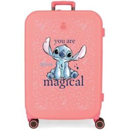 Disney Maleta de cabina expandible Stitch You are Magical rígida con capacidad hasta 37L. Naranja