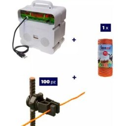 Gemi Elettronica Pastor eléctrico kit completo con energizador de 220 v y 250 m de cable de 2,2 mm² para postes de hierro para cerca eléctric gemi