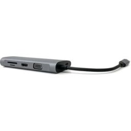 Adaptador Multipuertos 10 en 1 USB-C HUB 4x USB 1x USB-C RJ45 HDMI VGA Jack 3.5 Lector SD/MicroSD, A+