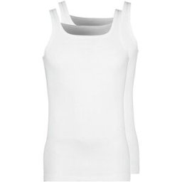 Huber Camiseta de tirantes - Camiseta interior, paquete de 2 Duo Line de canalé fino (Blanco) blanco XXL