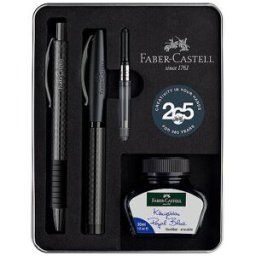 Faber-Castell Set Füllhalter Medium und Kugelschreiber Essentio Carbon Black negro