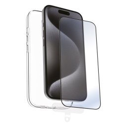Muvit For Change Funda para Apple Iphone 16 Pro + Protector De Pantalla Vidrio Templado Marco Negro