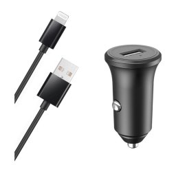 Cargador de coche BIGBEN CAC24AACBLMFIRB Lightning 2,4A 1,2m Negro