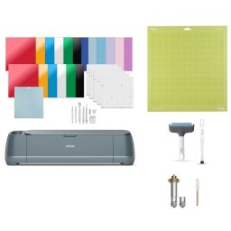 Cricut Maker 4 Máquina de Corte Inteligente Azul + Pack Esencial + Tapete de Corte Adhesivo + Kit de Aplicador y Removedor de Tela + Cuchilla Premium con Punta Fina + Pack de 2 Ruedas de Marcado