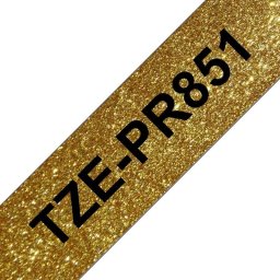 Cinta para impresora de etiquetas Brother TZE-PR851 Negro en oro 24 mm laminada