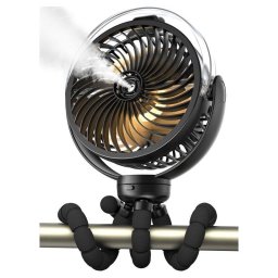 Mini Ventilador Autrucker Portátil 6000mAh 3 Velocidades Nebulizador Luz LED Trípode Flexible