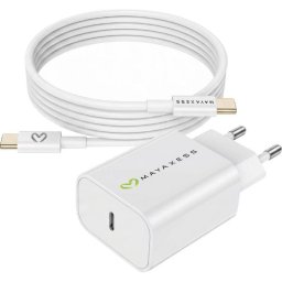 Cargador rápido Mayaxess SEK-VIRT 20W blanco con cable USB-C 1m