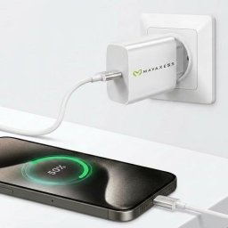 Cargador USB Mayaxess SEK-VIRT-IP18X 20 W blanco con cable USB-C 1 m
