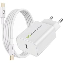 Cargador USB Mayaxess SEK-VIRT-IP16M 20W con cable USB-C 1 m blanco
