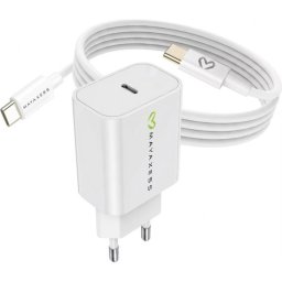 Cargador rápido 20W Mayaxess blanco incluye cable USB-C 1m