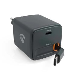 Cargador de pared NEDIS WCHARC65WBK 65W 2 puertos USB-C GaN PD 3.0