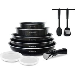 Juego de utensilios de cocina Arthur Martin 10 piezas aluminio negro mate antiadherente