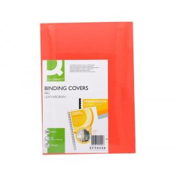 Tapa de encuadernacion q-connect carton din a4 rojo simil piel 250 gr caja de 100 unidades