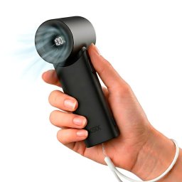 Ksix Airgo Turbo Ventilador Portátil, 5 Velocidades, Colgante, Pantalla LED, USB-C, Vel. Aire 9,0 M/s, 17.400 RPM, Negro